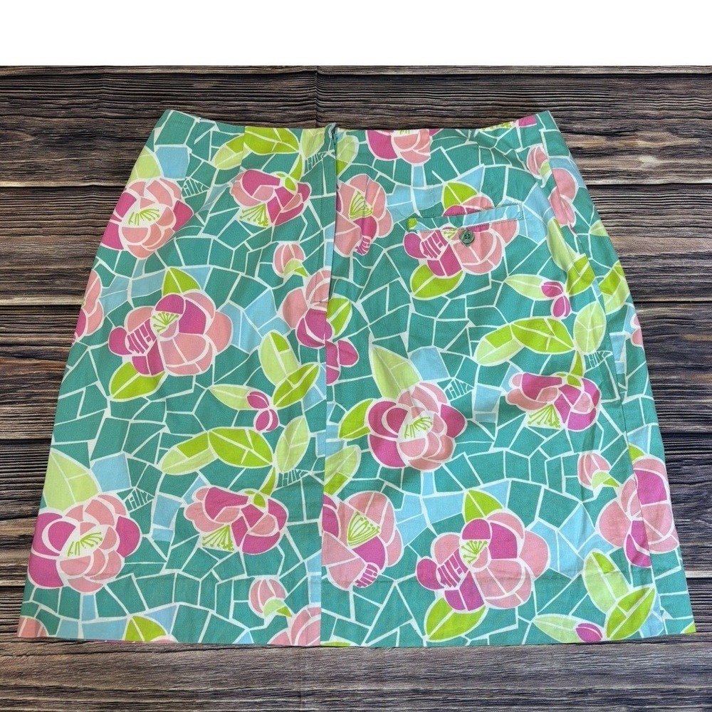 Lilly Pulitzer Skirt Womens 8 Multicolor Floral Mosaic Mini Resort Vacation VTG - Picture 3 of 11